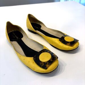 Vintage Women's Kate Spade Yellow & Tortoise Shell Leather Sandals Slides Size 6